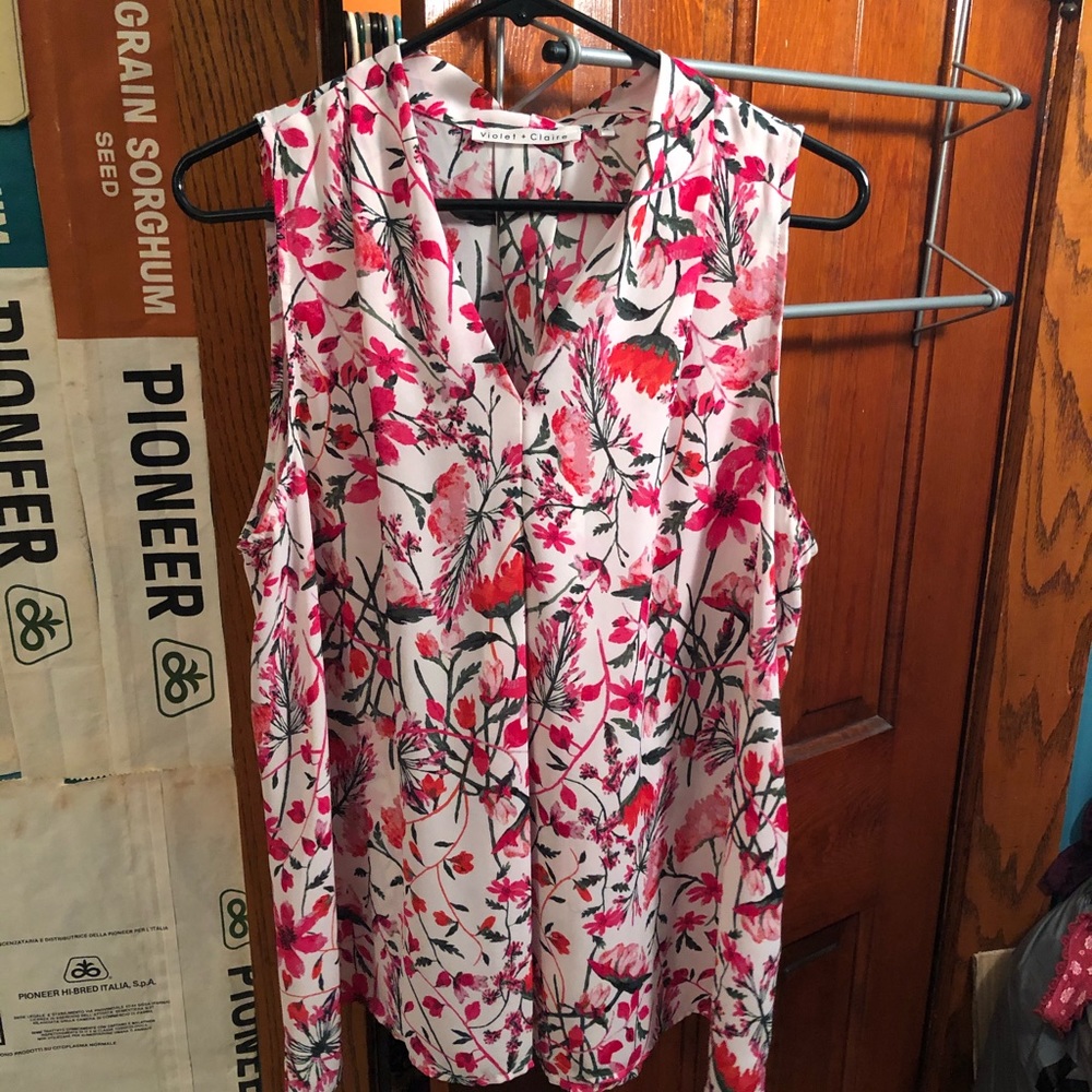 White and pink floral tank top